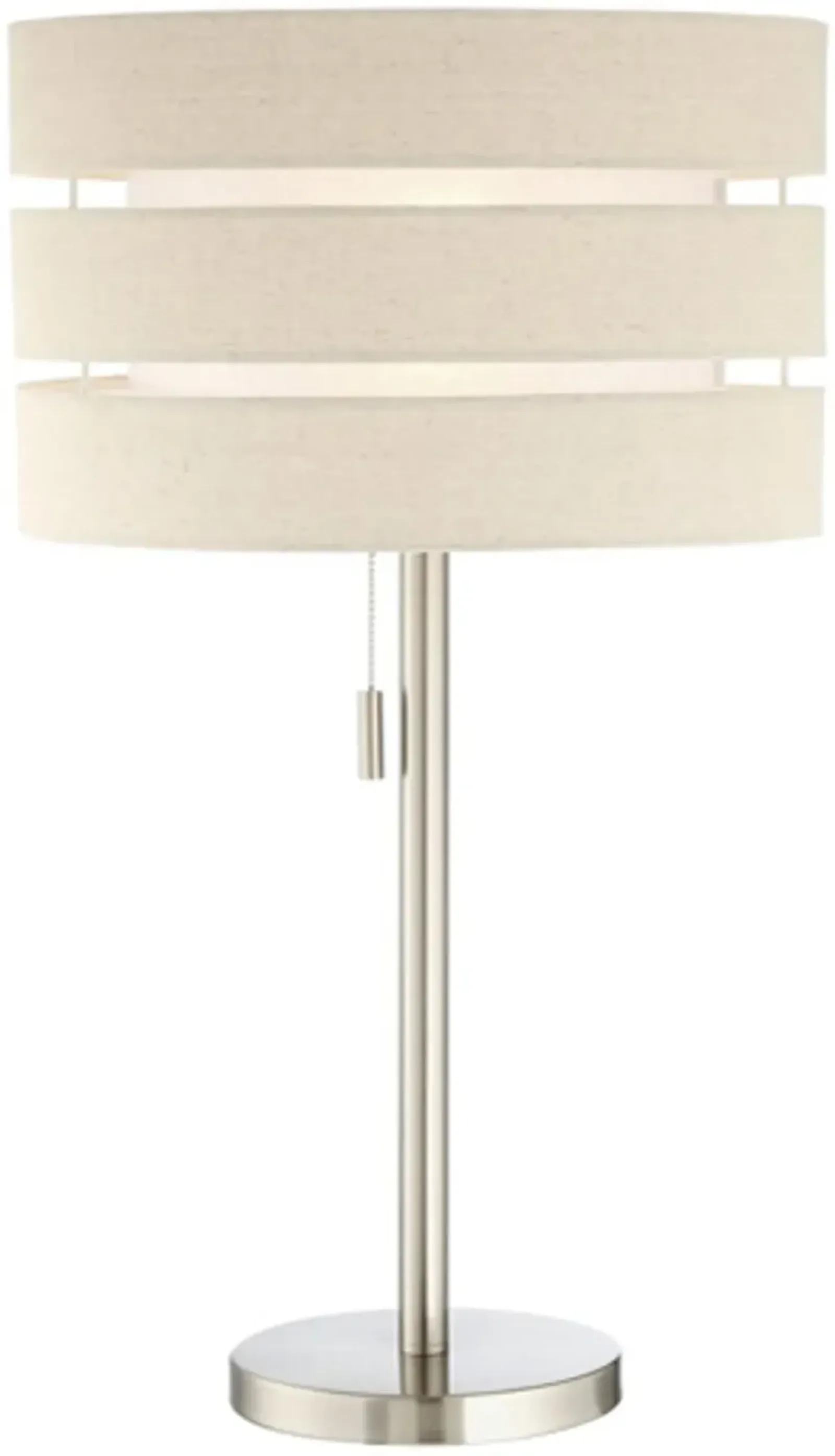 27 Inch Brushed Nickel Table Lamp with Linen Shade - Falan