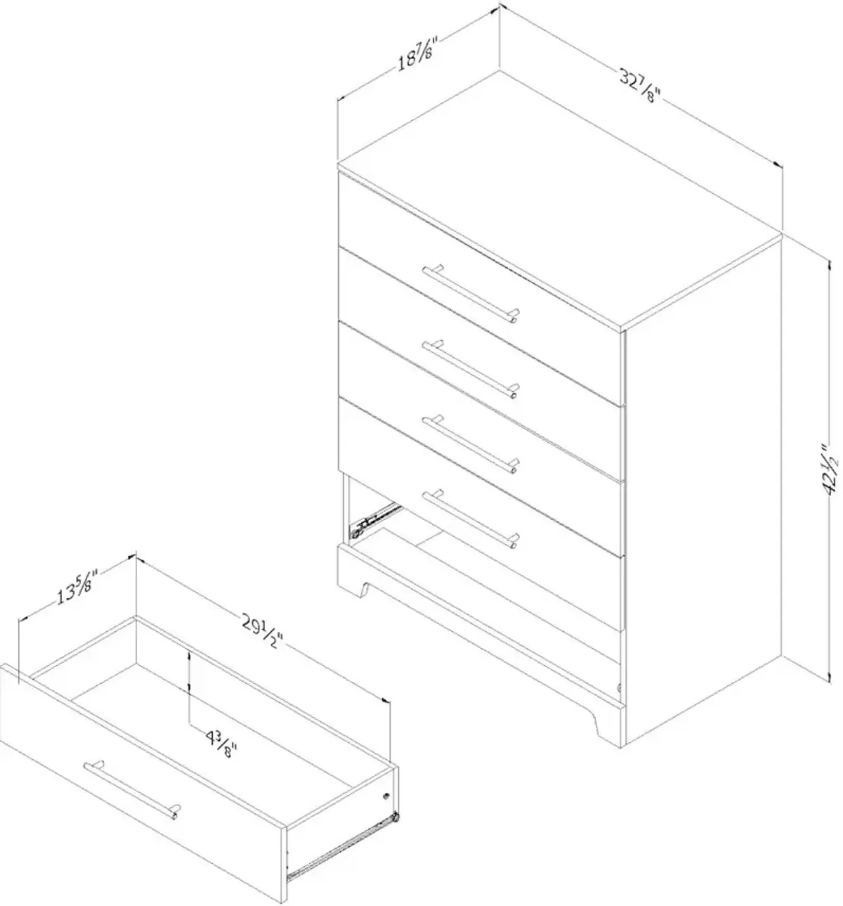 Rustic Oak Chest of Drawers - South Shore