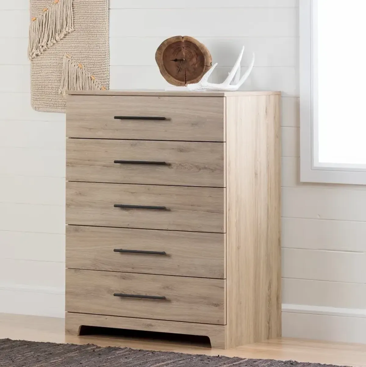 Rustic Oak Chest of Drawers - South Shore