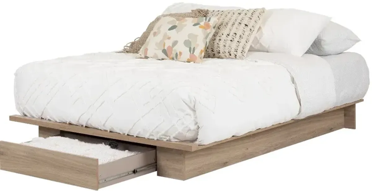 Rustic Oak Full-Queen Platform Bed - Primo - South Shore