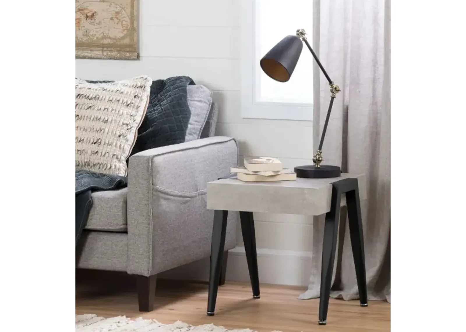 City Life Concrete Gray and Black End Table - South Shore