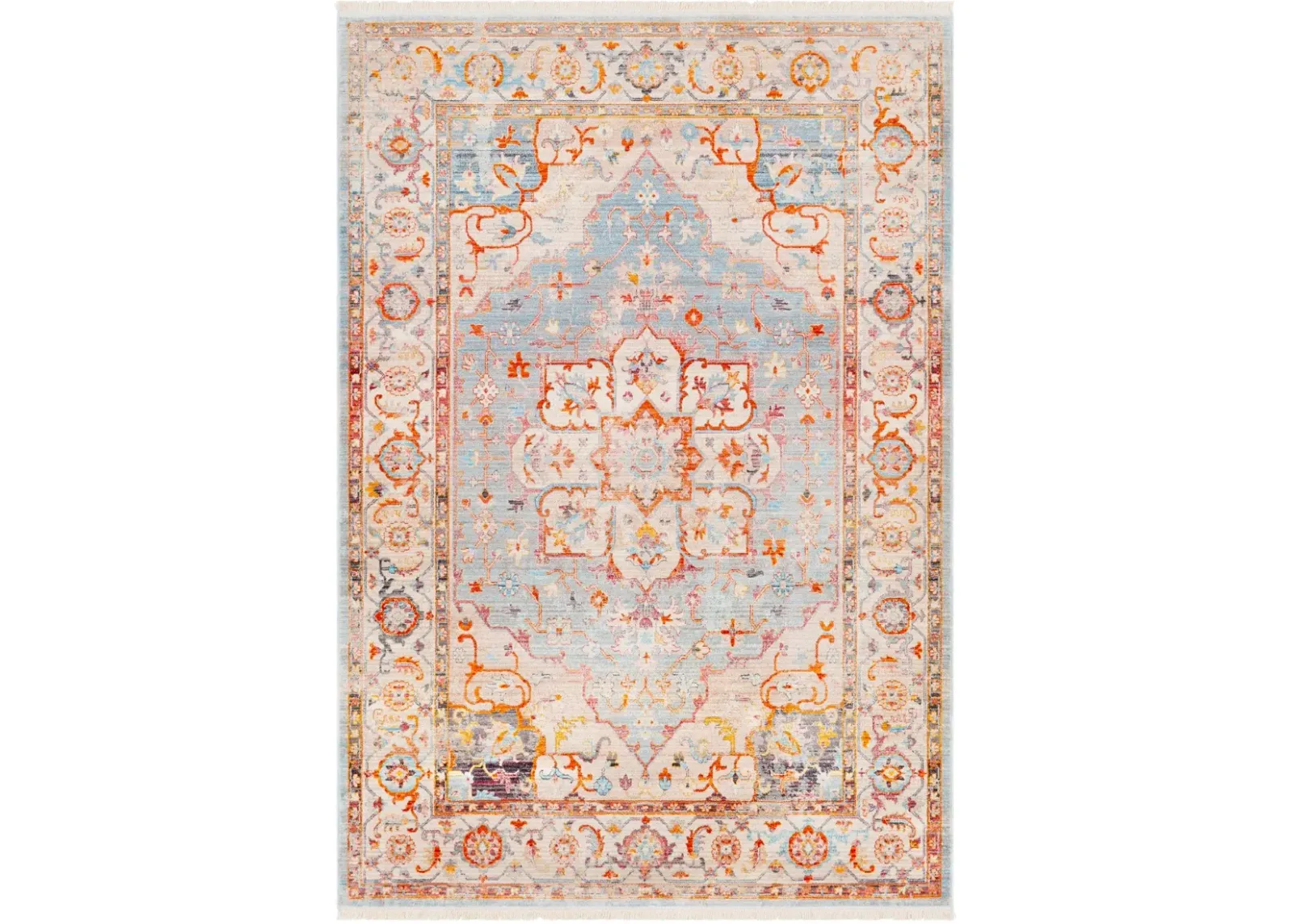 3 x 5 Small Transitional Gray and Orange Area Rug - Ephesians