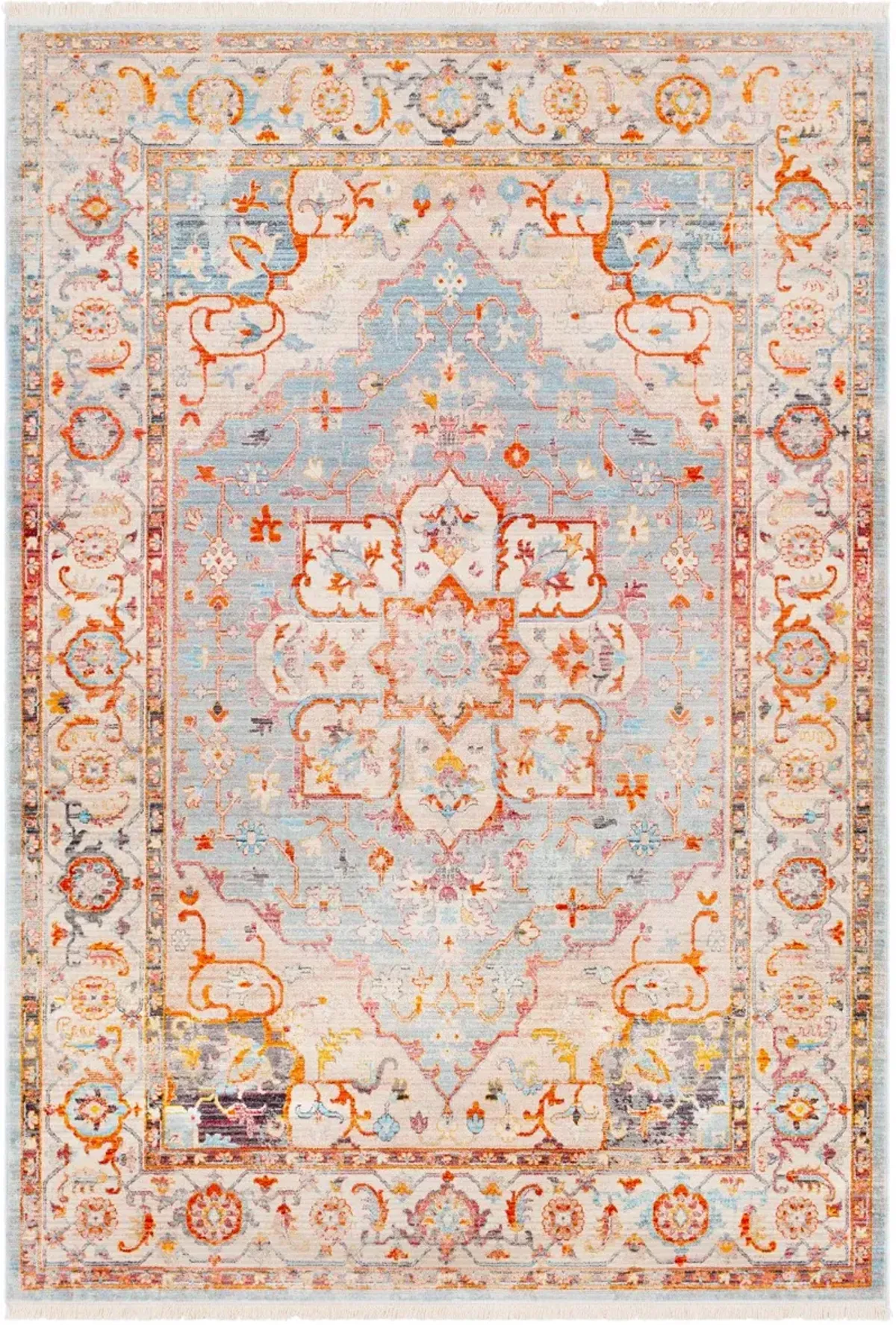 3 x 5 Small Transitional Gray and Orange Area Rug - Ephesians