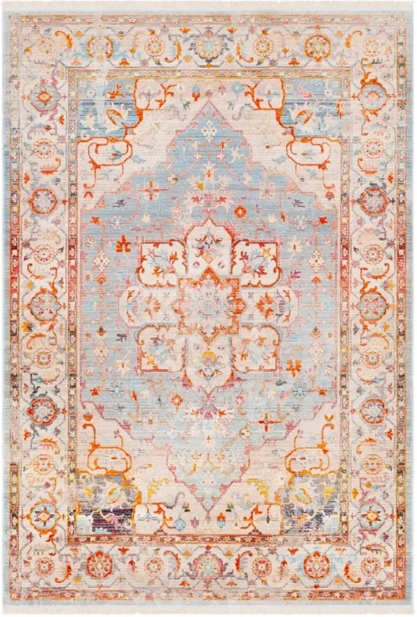 5 x 8 Medium Transitional Gray and Orange Area Rug - Ephesians