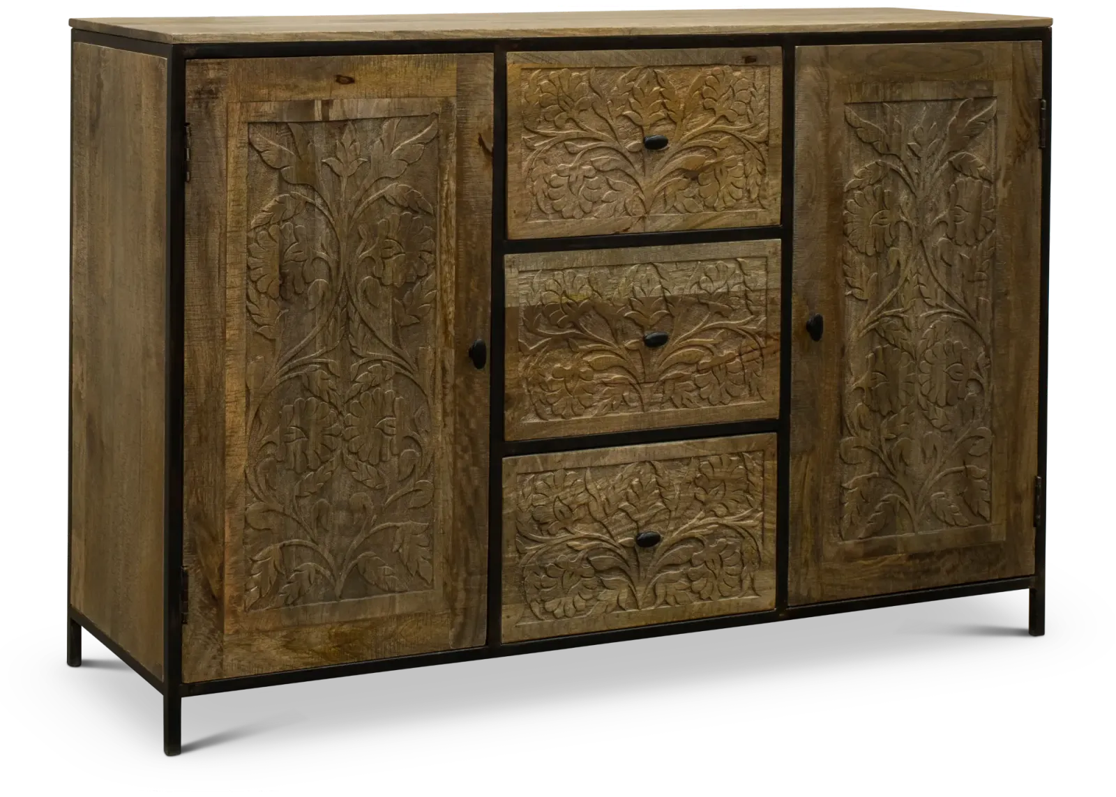 Jacobean Wood and Iron Dining Sideboard