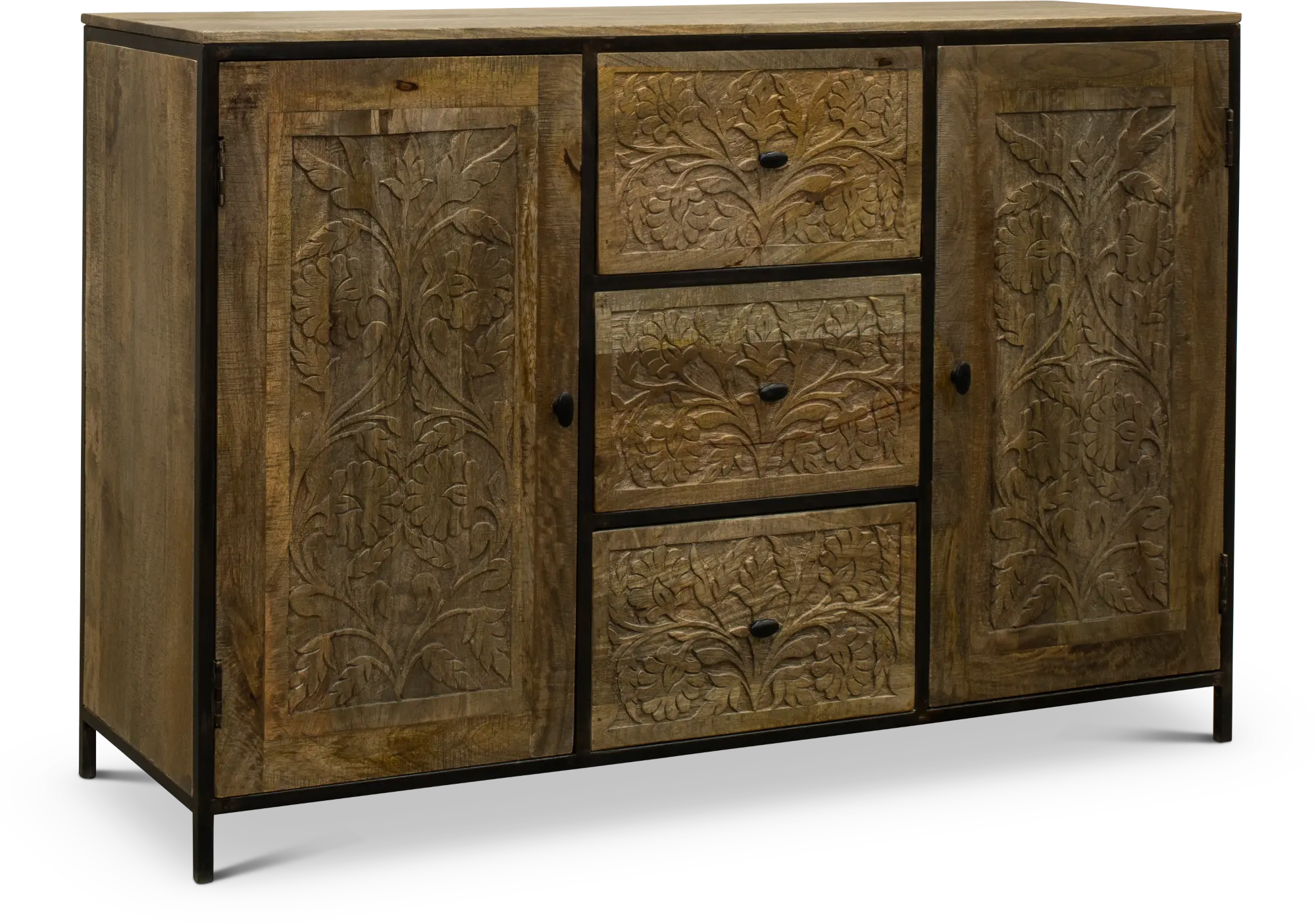 Jacobean Wood and Iron Dining Sideboard