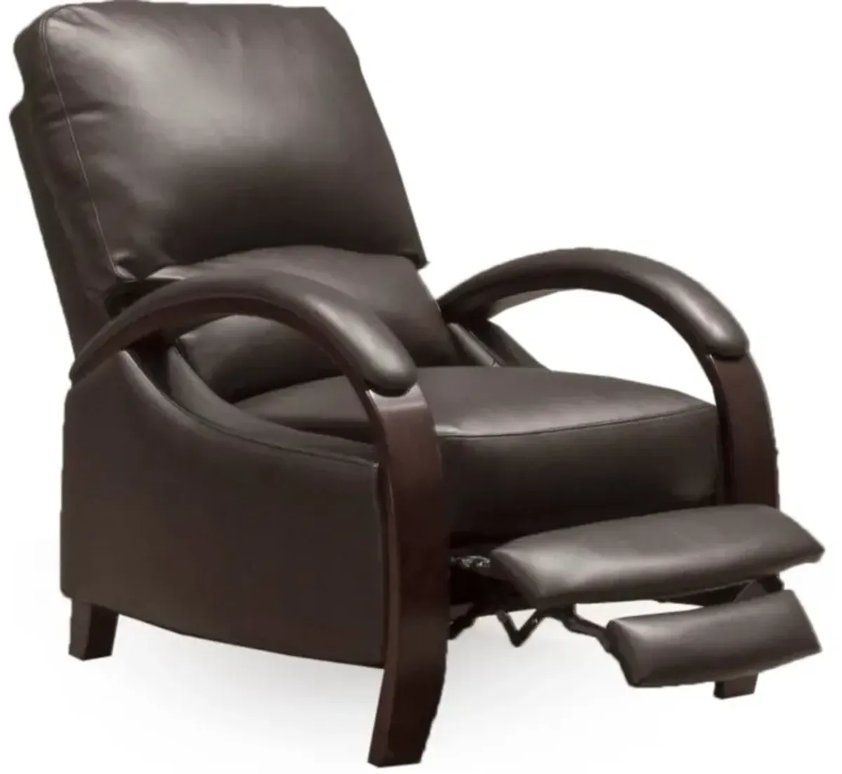 Larue Espresso Brown Push Back High Leg Recliner