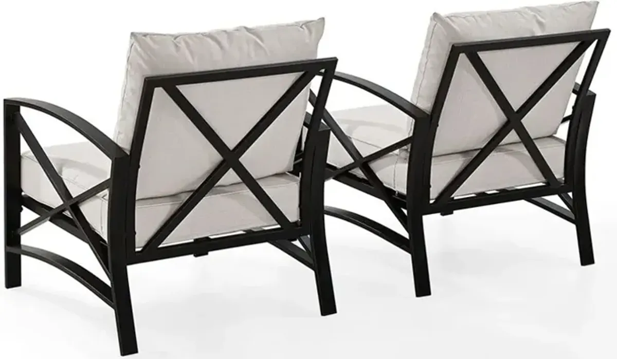 Kaplan Cream and Bronze Patio Armchairs, Set of 2