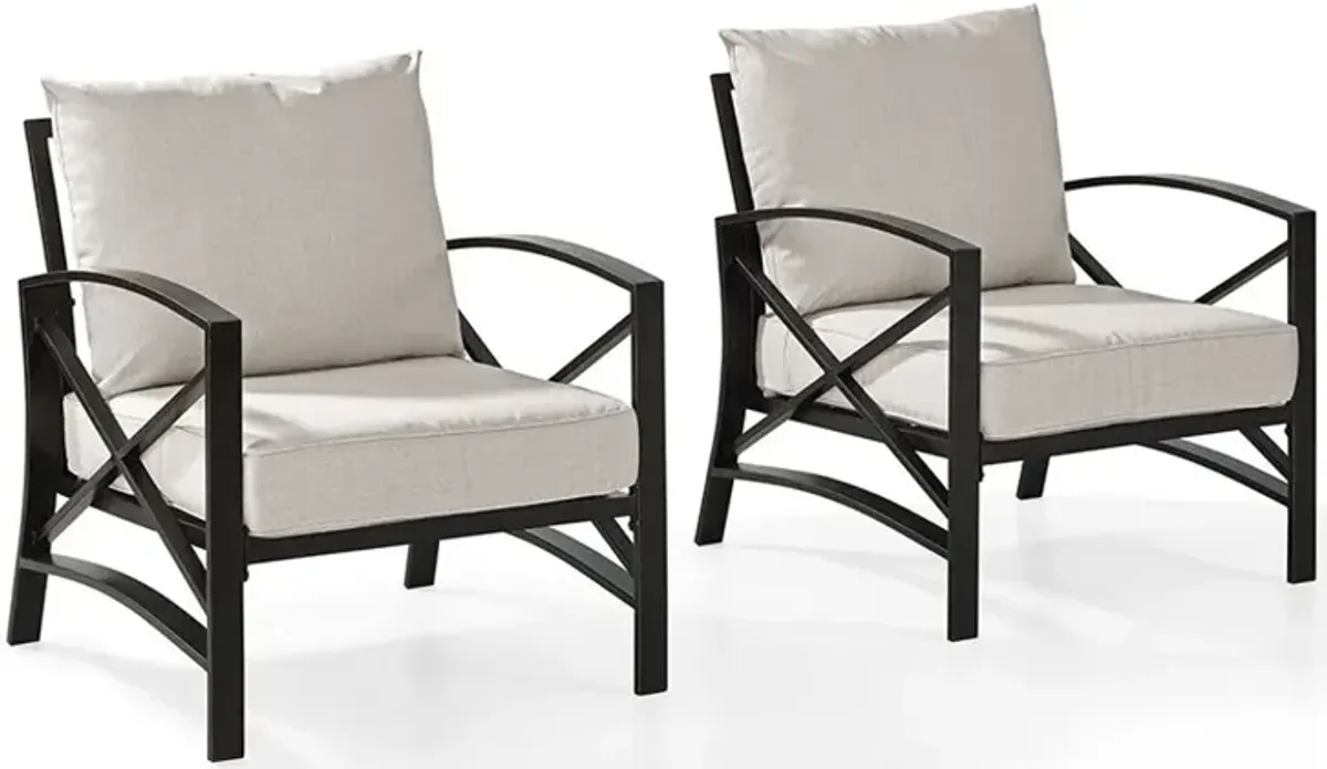 Kaplan Cream and Bronze Patio Armchairs, Set of 2