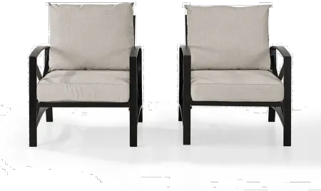 Kaplan Cream and Bronze Patio Armchairs, Set of 2
