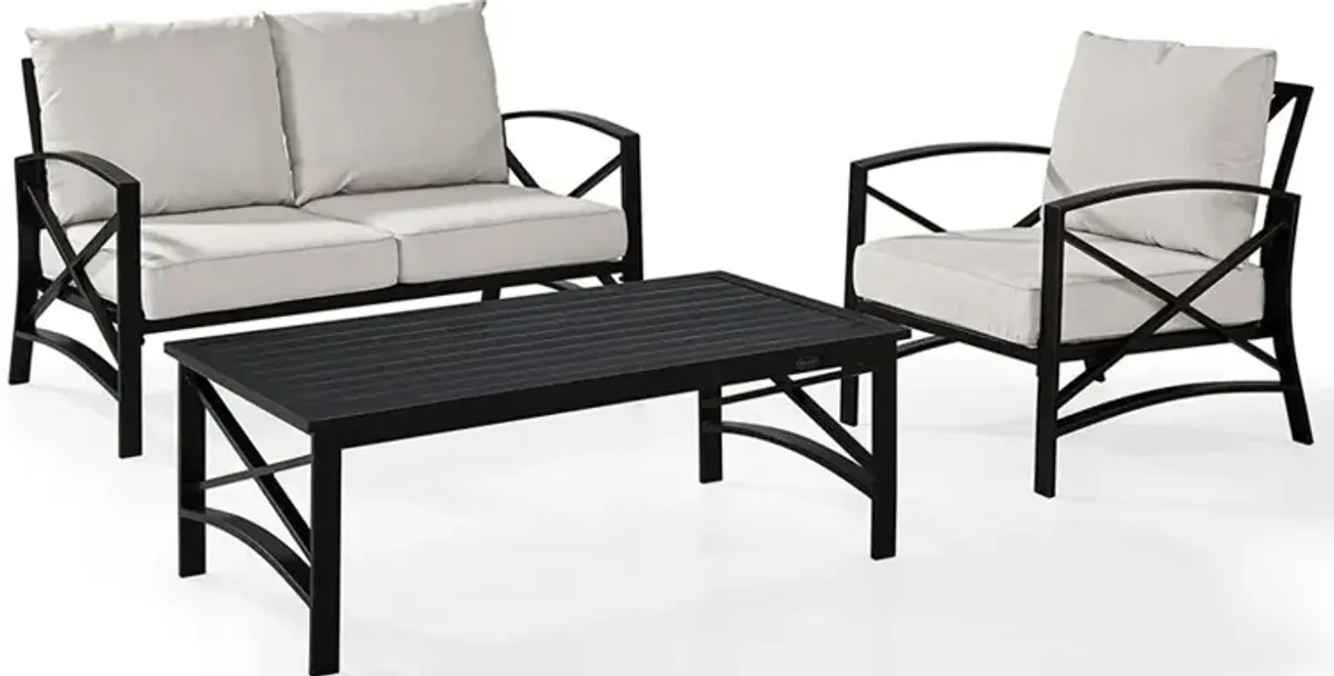 Kaplan Cream and Bronze 3 pc Patio Furniture Set