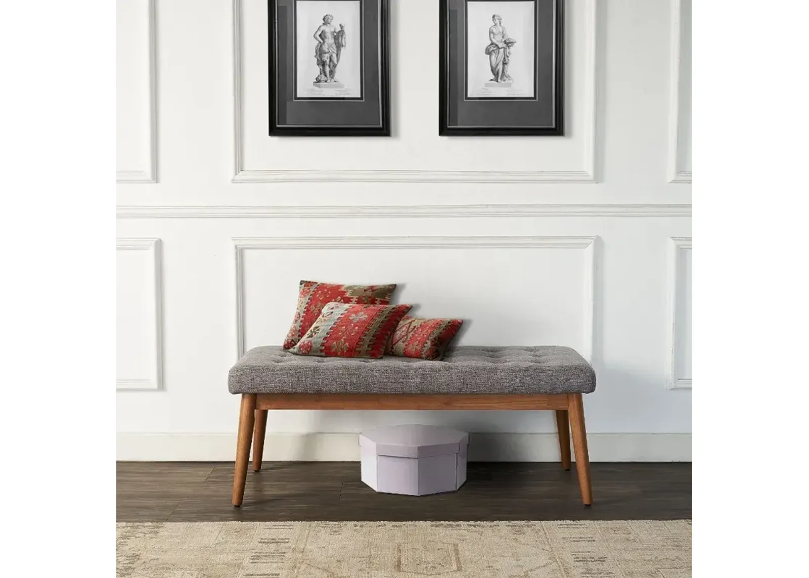 Brown and Gray Upholstered Bench - Landon