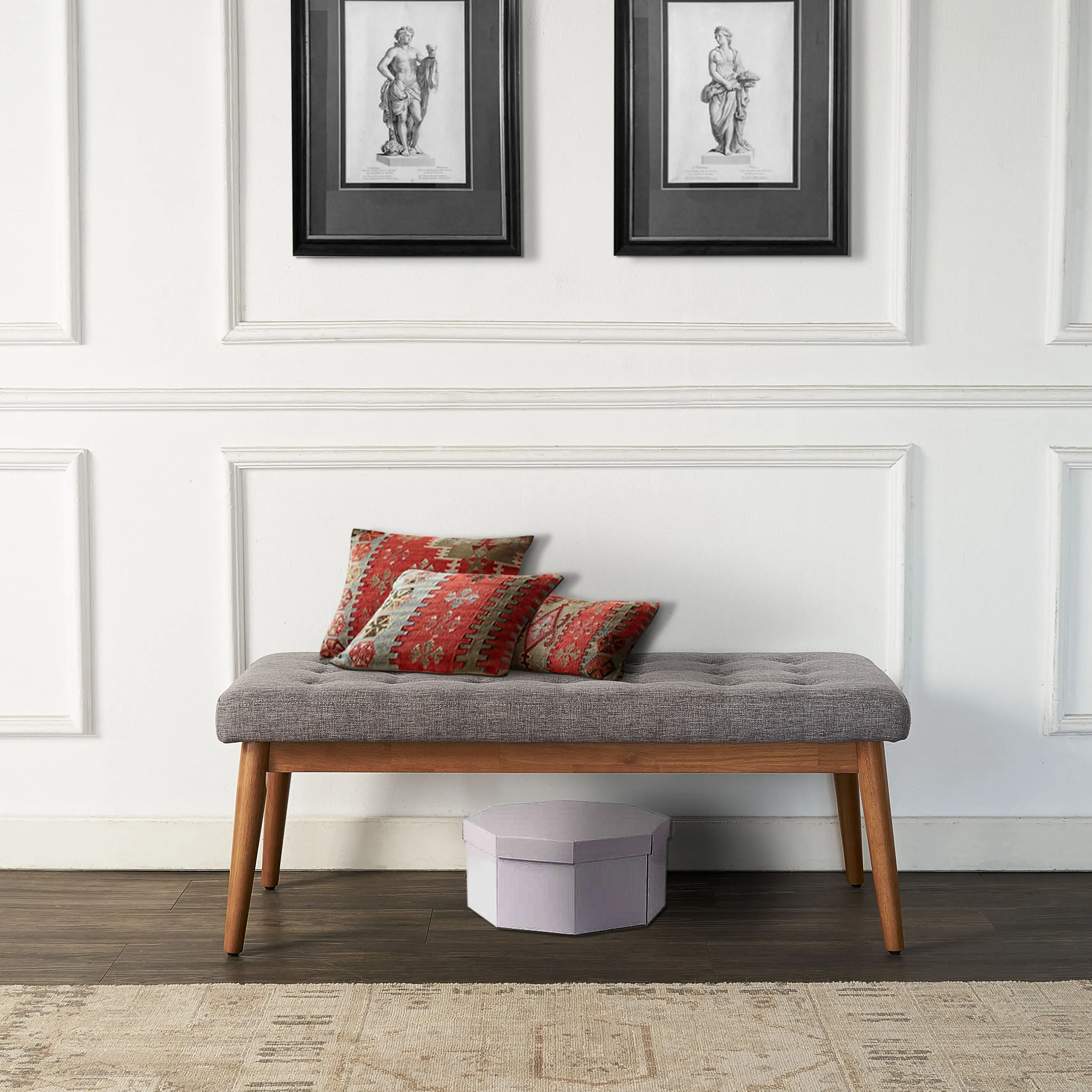 Brown and Gray Upholstered Bench - Landon