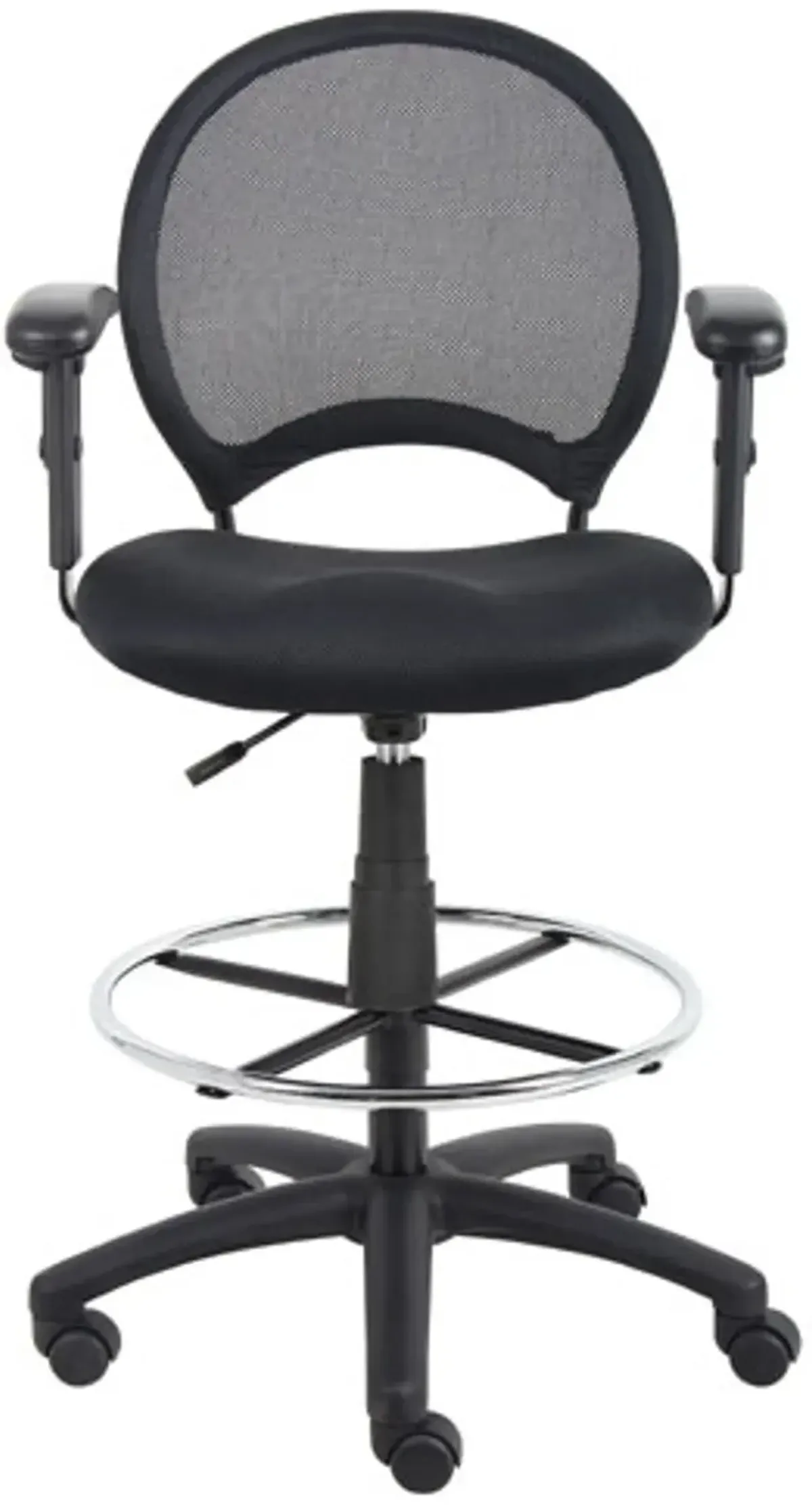 Black Mesh-Back Drafting Chair