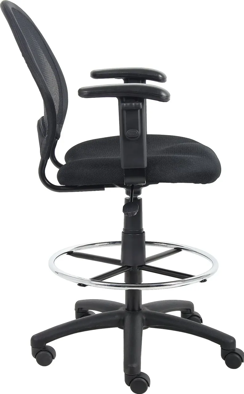 Black Mesh-Back Drafting Chair