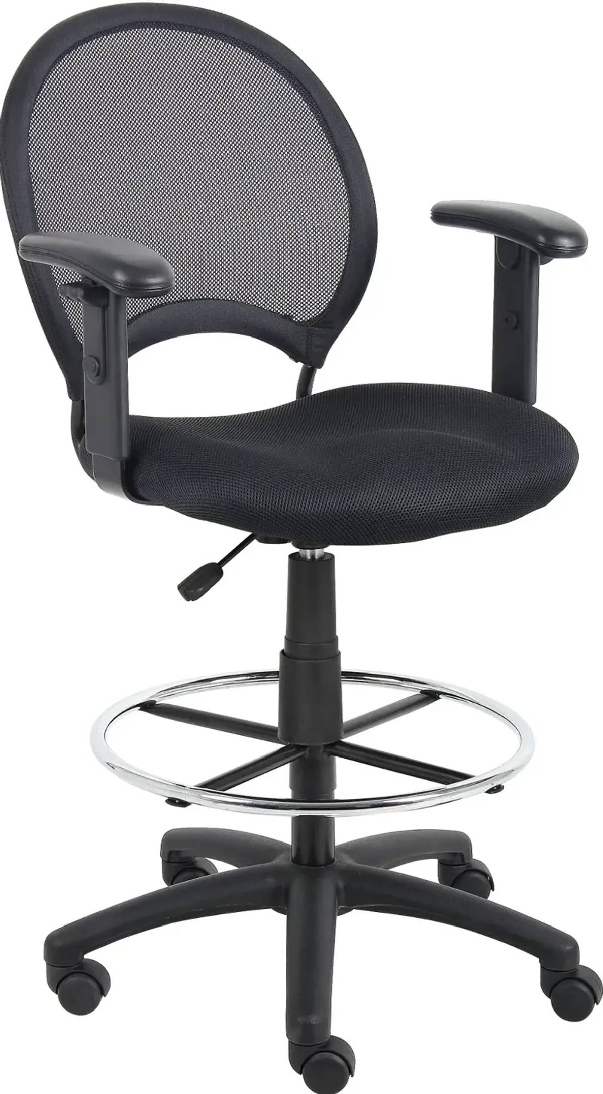 Black Mesh-Back Drafting Chair