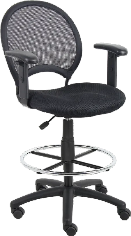 Black Mesh-Back Drafting Chair