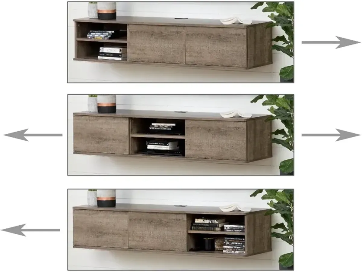 Weathered Oak Wall Mounted Media Console - South Shore