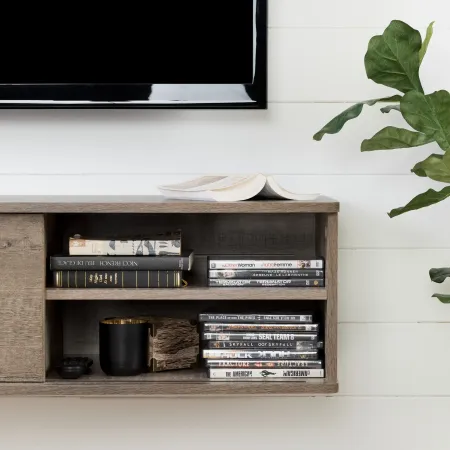 Weathered Oak Wall Mounted Media Console - South Shore