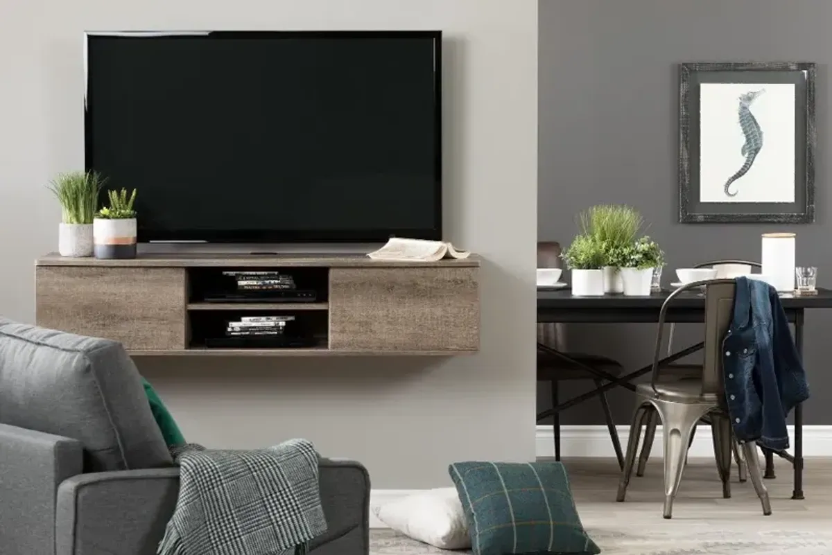 Weathered Oak Wall Mounted Media Console - South Shore