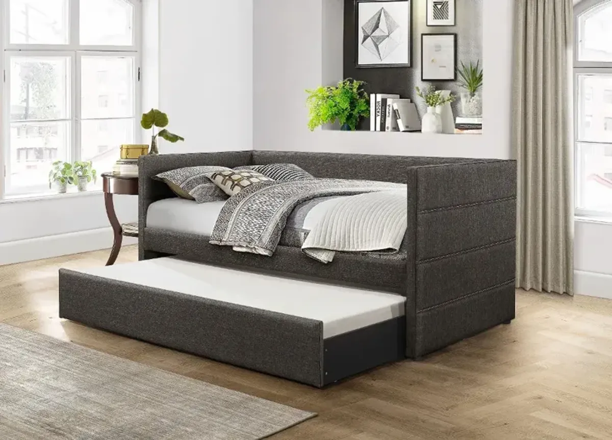 Vining Dark Gray Upholstered Daybed with Trundle