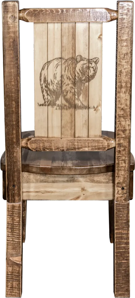 Rustic Laser Engraved Bear Dining Chair - Homestead