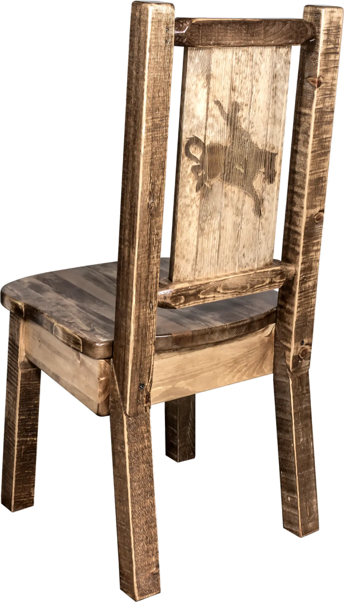 Rustic Laser Engraved Bronc Dining Chair - Homestead