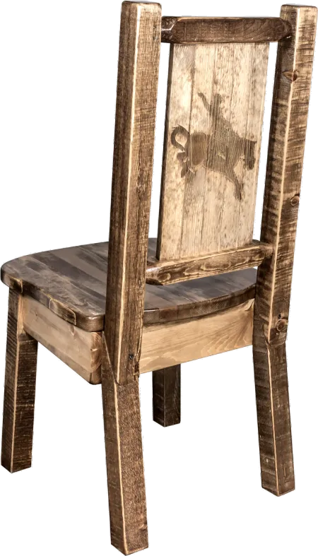 Rustic Laser Engraved Bronc Dining Chair - Homestead