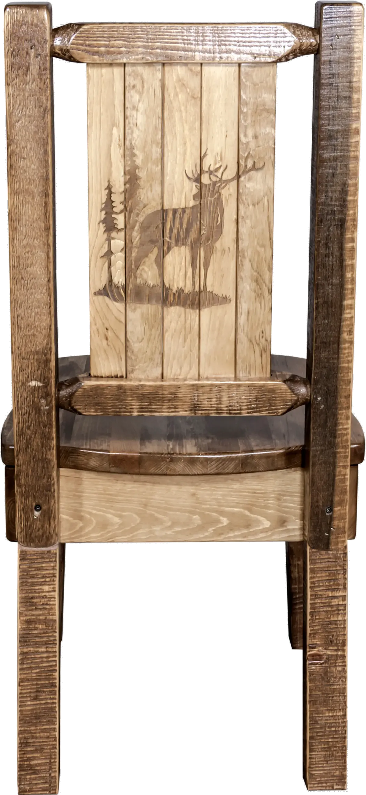 Rustic Laser Engraved Elk Dining Chair - Homestead