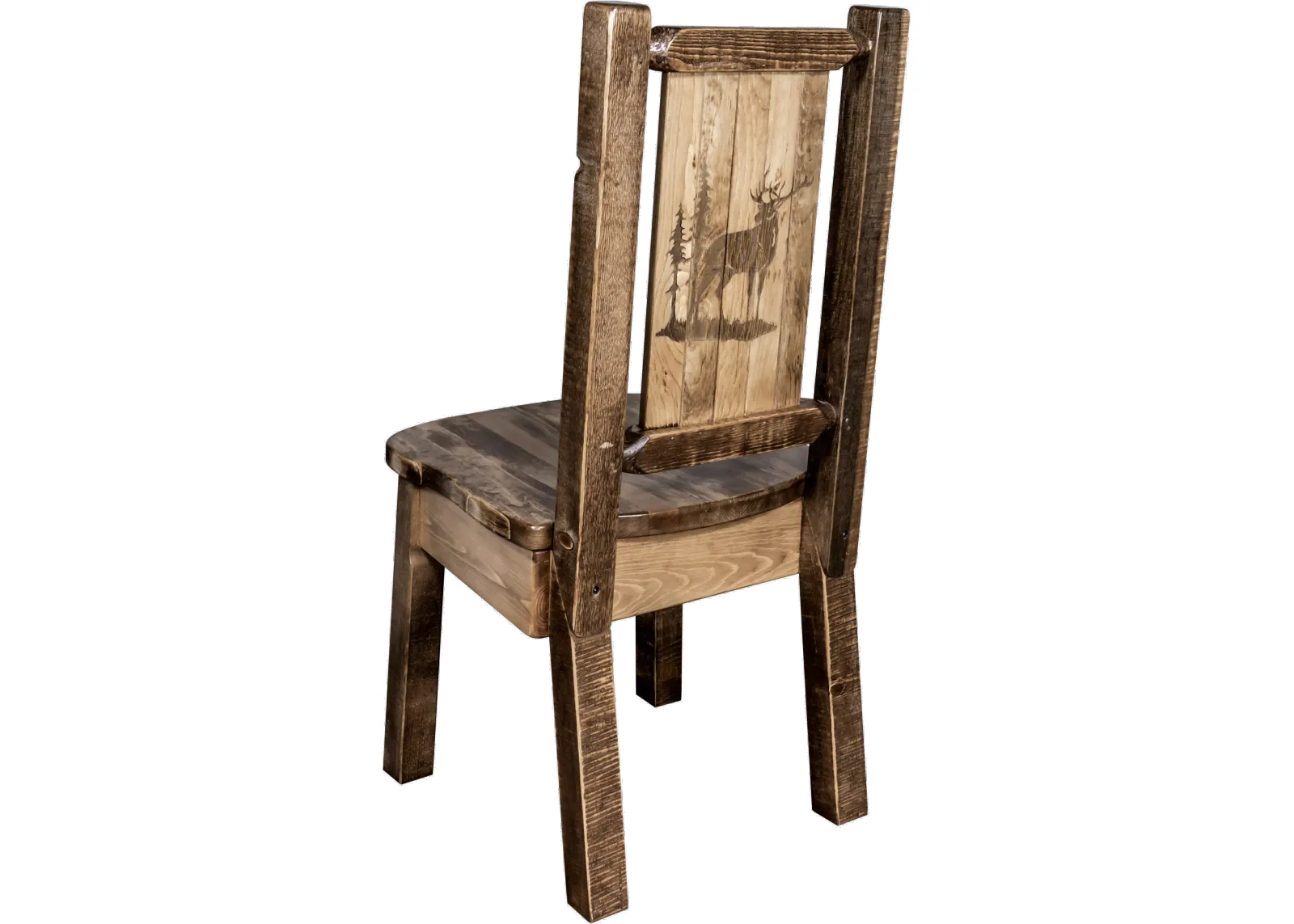 Rustic Laser Engraved Elk Dining Chair - Homestead