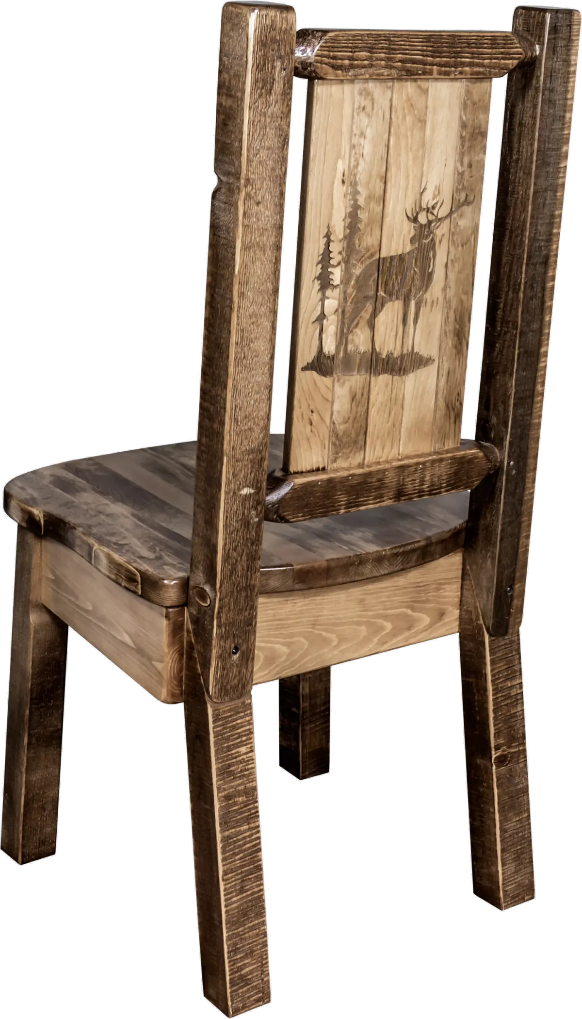 Rustic Laser Engraved Elk Dining Chair - Homestead