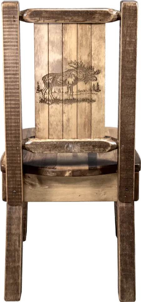Rustic Laser Engraved Moose Dining Chair - Homestead
