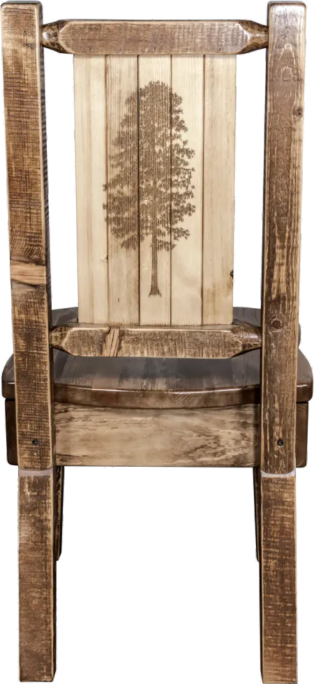 Rustic Laser Engraved Pine Tree Dining Chair - Homestead