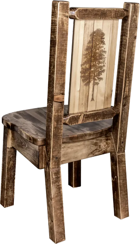 Rustic Laser Engraved Pine Tree Dining Chair - Homestead