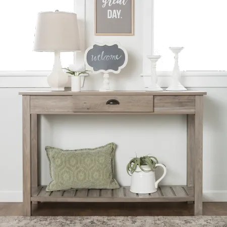 Country Style Rustic Gray Sofa Table - Walker Edison
