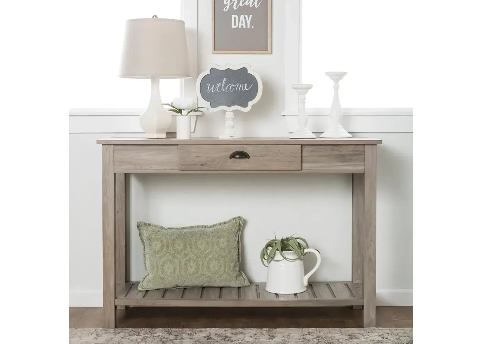 Country Style Rustic Gray Sofa Table - Walker Edison