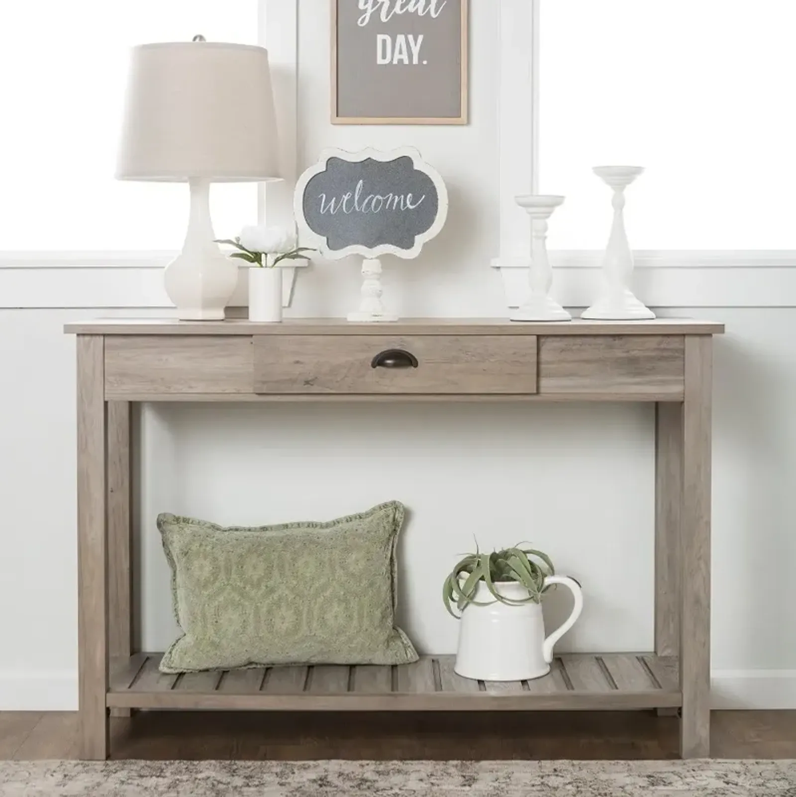 Country Style Rustic Gray Sofa Table - Walker Edison