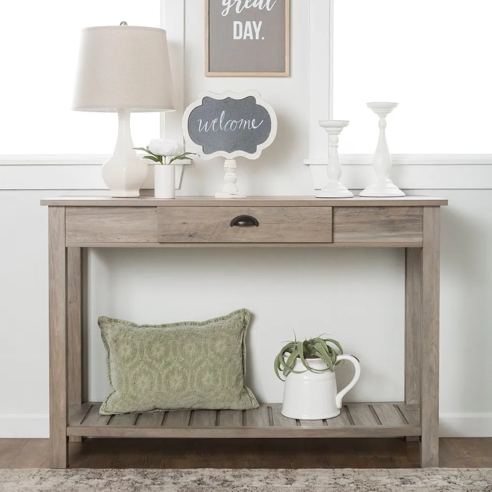 Country Style Rustic Gray Sofa Table - Walker Edison