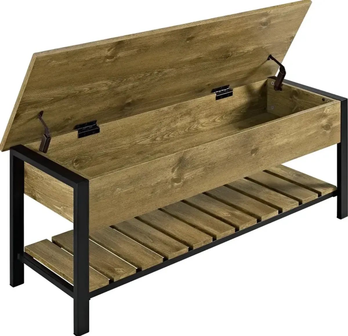 Open-Top Barnwood Storage Bench with Shoe Shelf - Walker Edison