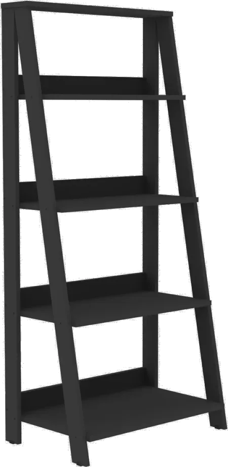 Black Wood Ladder Bookcase - Walker Edison