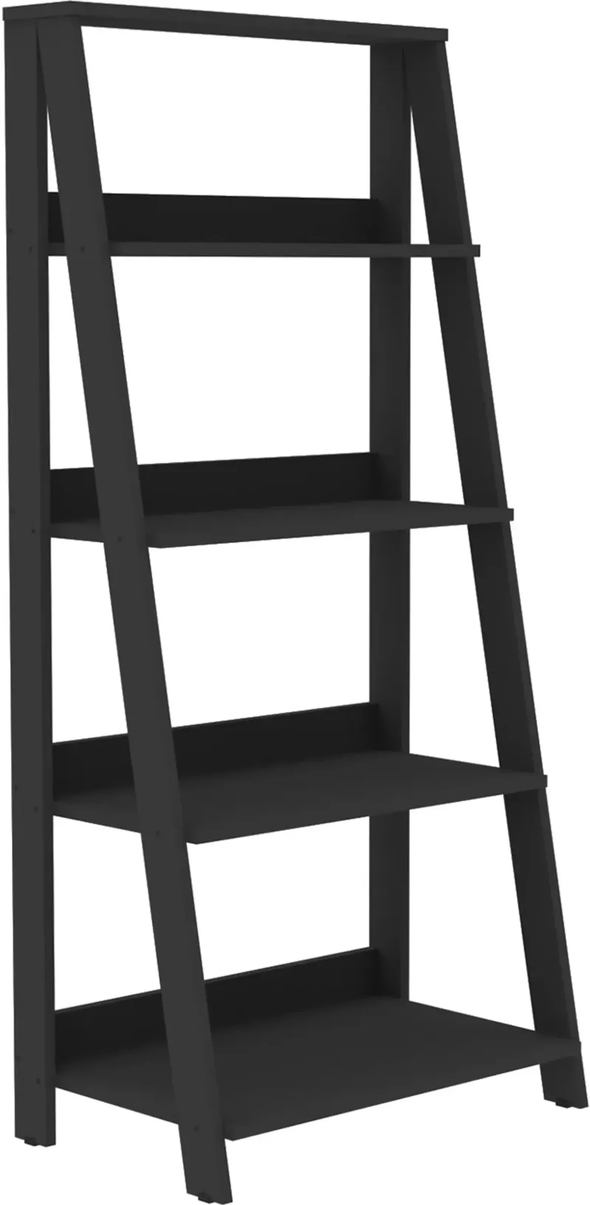 Black Wood Ladder Bookcase - Walker Edison