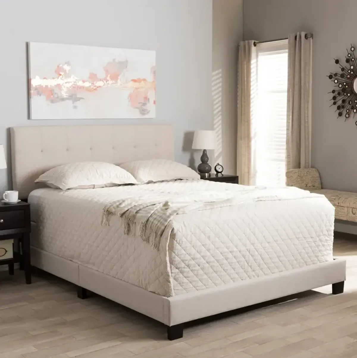 Contemporary Beige Full Upholstered Bed - Brookfield