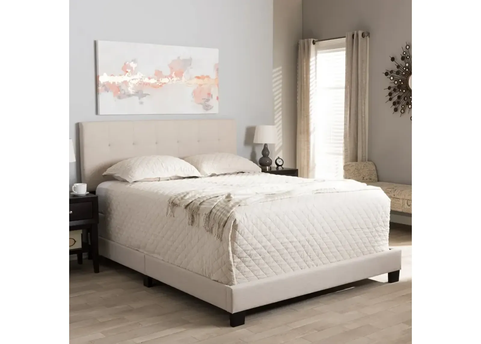 Contemporary Beige Queen Upholstered Bed - Brookfield