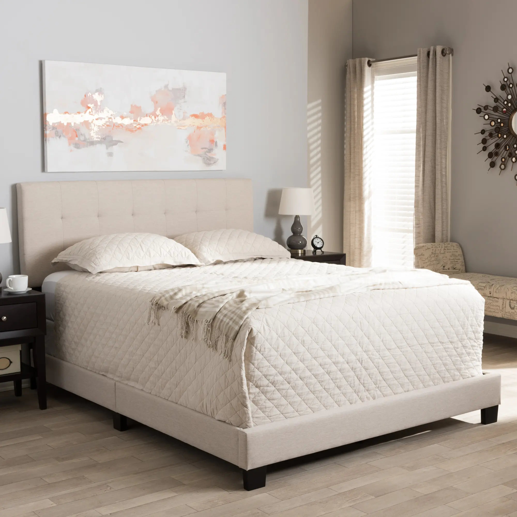 Contemporary Beige Queen Upholstered Bed - Brookfield