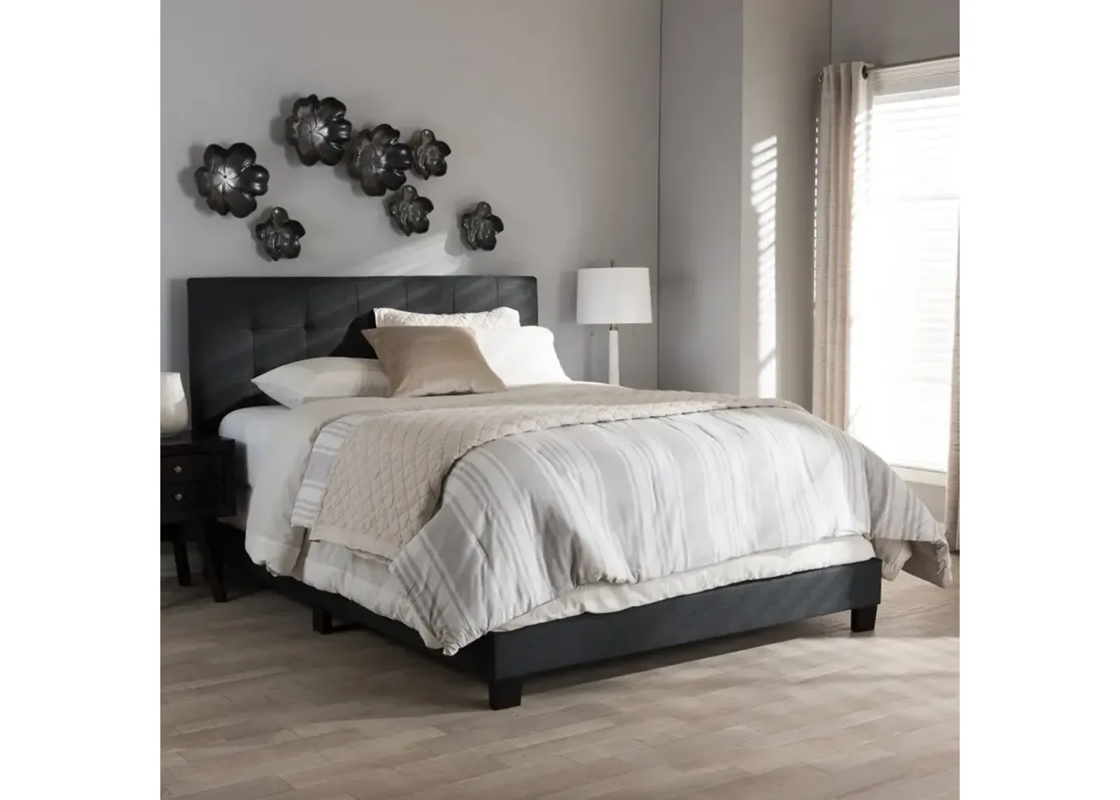 Contemporary Charcoal Gray King Upholstered Bed - Brookfield