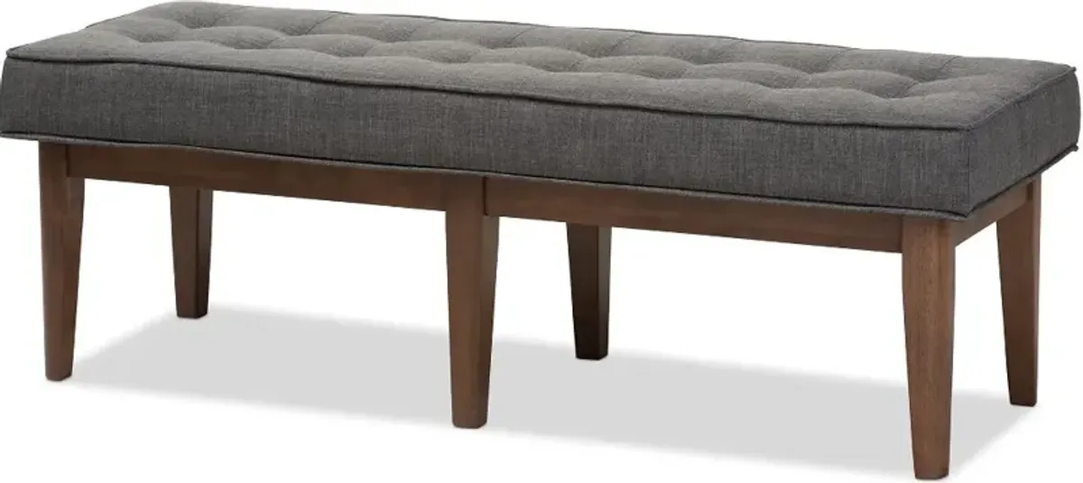 Mid Century Modern Dark Gray Large Upholstered Bench - Lucca