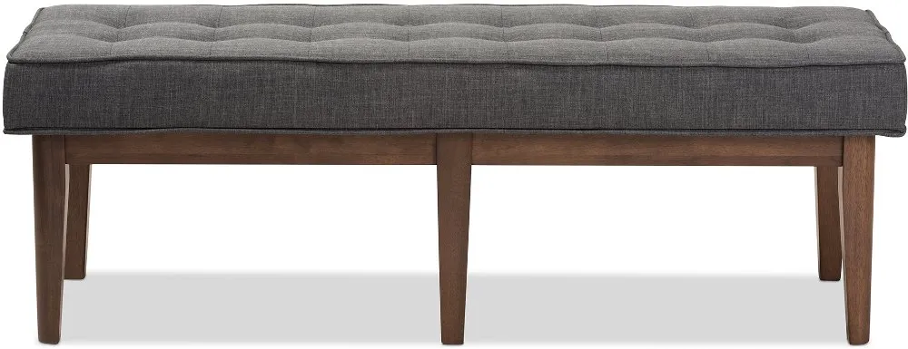 Mid Century Modern Dark Gray Large Upholstered Bench - Lucca