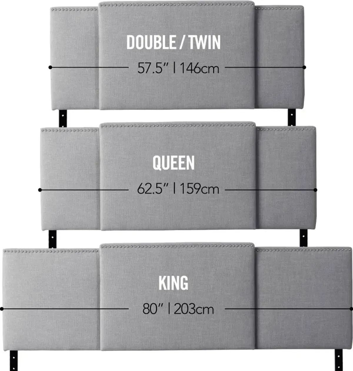 Gray Expandable Full Size, Queen, King Size Headboard