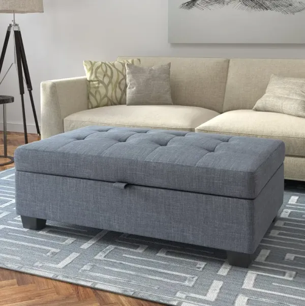 Antonio Blue-Gray Storage Ottoman