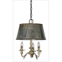 Pemberton Vintage White 3-Light Chandelier with Metal Shade